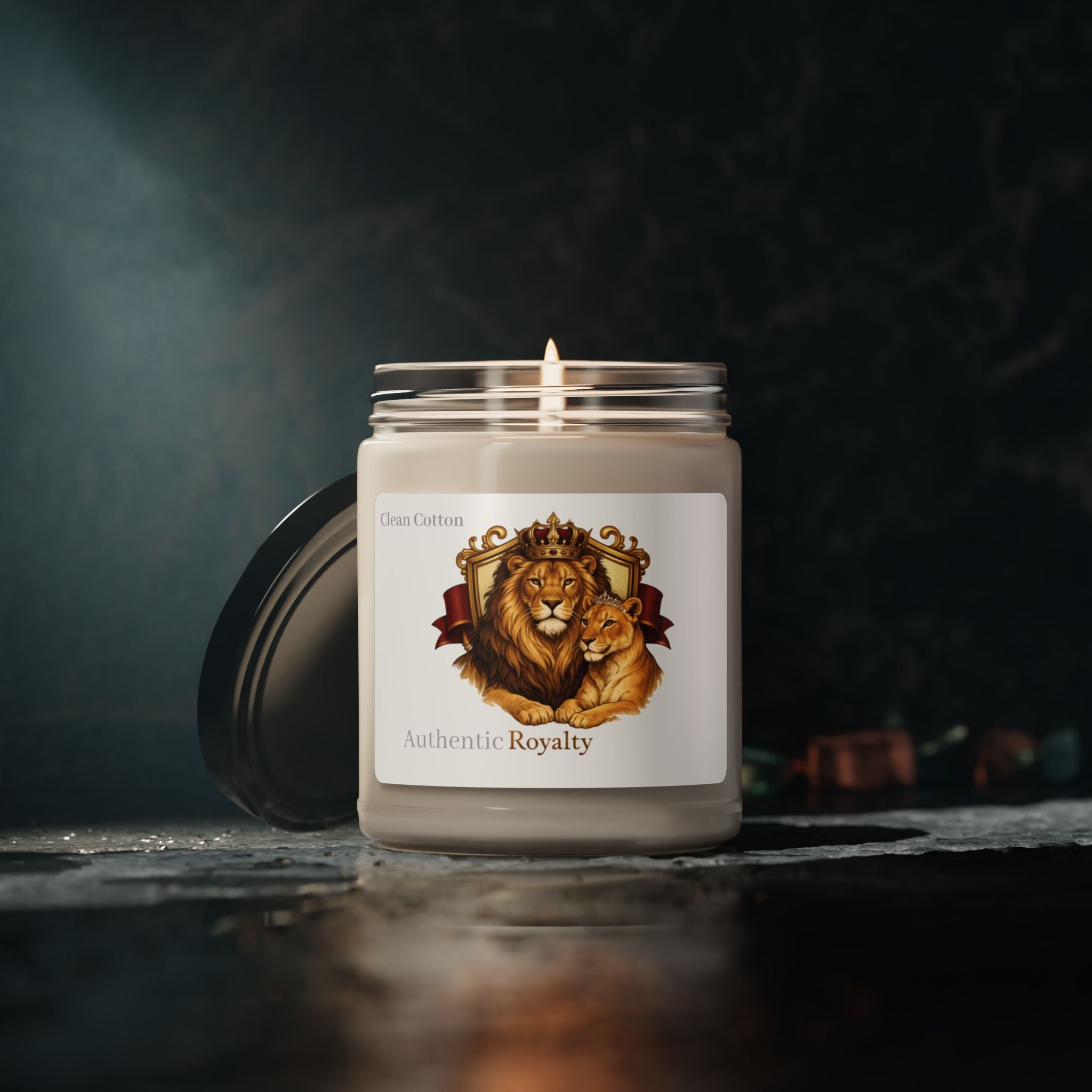 Authentic Royalty "King & Queen Lion" Crest Scented Soy Candles 9oz Jar