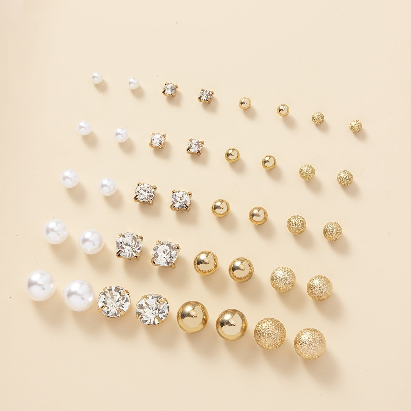 [Pearl Rhinestone Stud Earrings For Women] 20Pairs Faux Pearl Rhinestone Stud Earrings Set For Women Daily Decor Jewelry