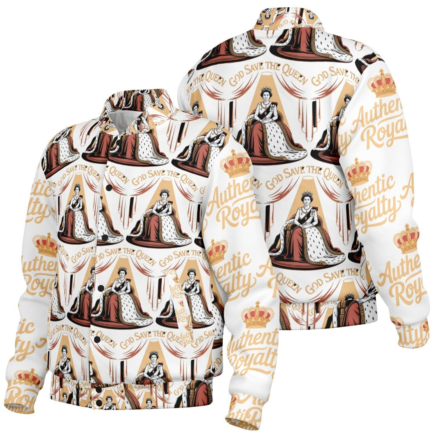 Authentic Royalty Women's "God Save The Queen" Heavyweight Baseball Jacket