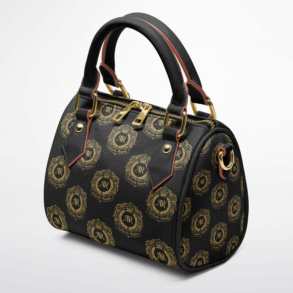 Gold & Black PU Leather Crossbody Handbag