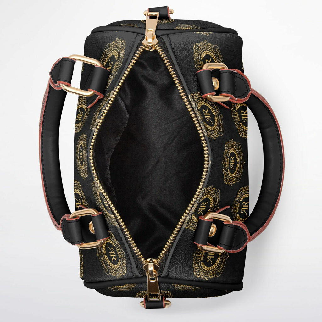Gold & Black PU Leather Crossbody Handbag