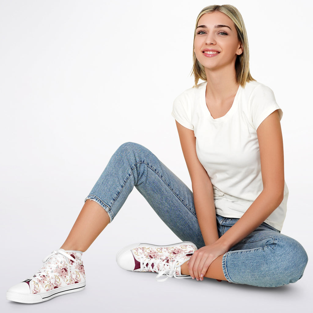 KoolKingKickz Women's "Plush Peony" High Top Shoes