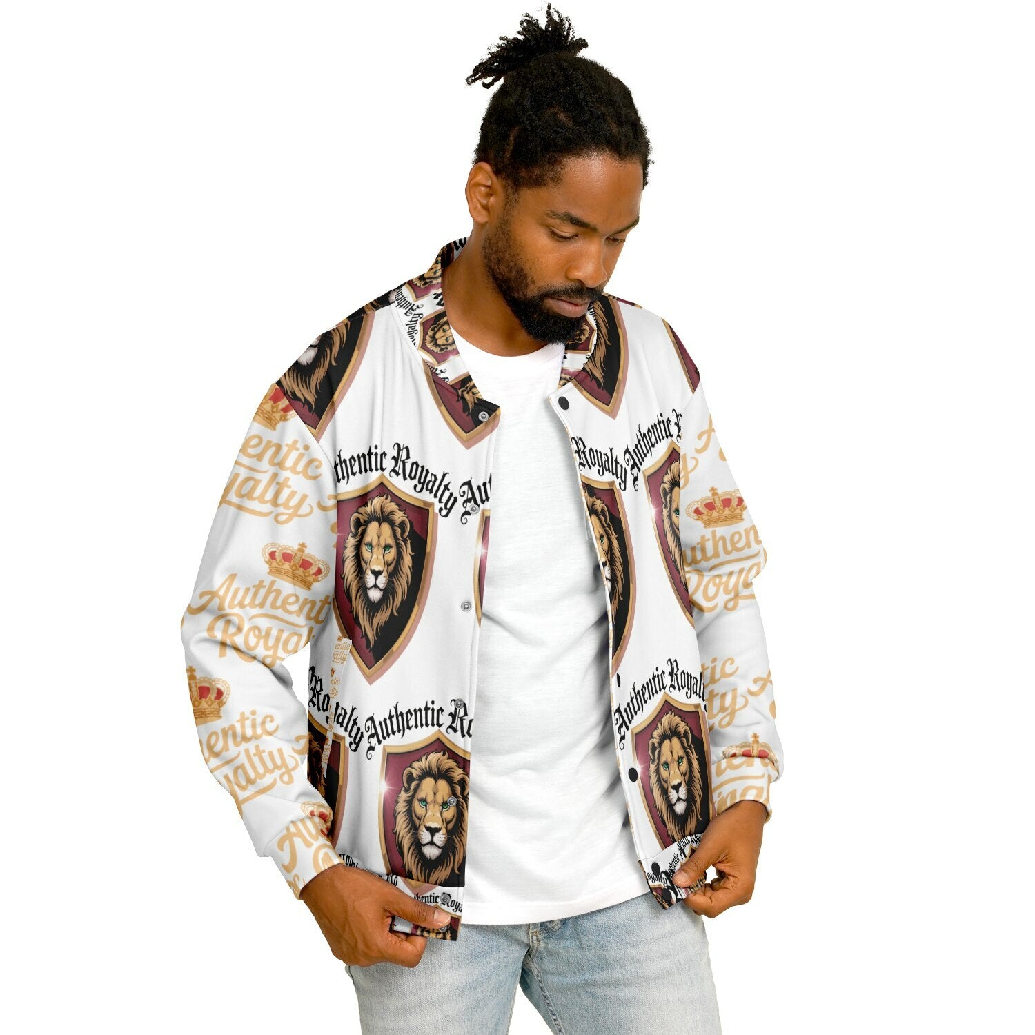 Authentic Royalty Men's "King Lion" Heavyweight Baseball Jacket