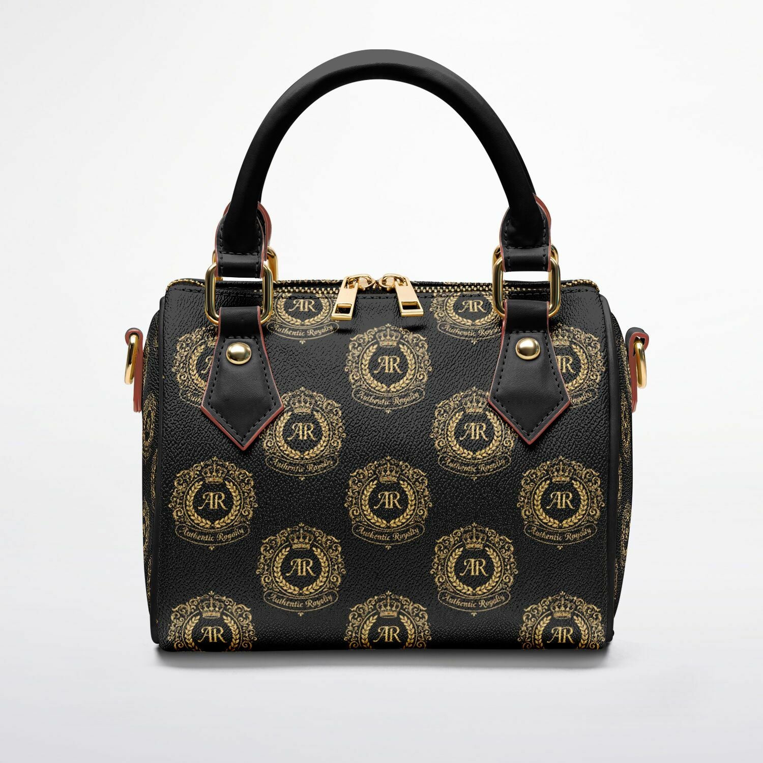 Gold & Black PU Leather Crossbody Handbag