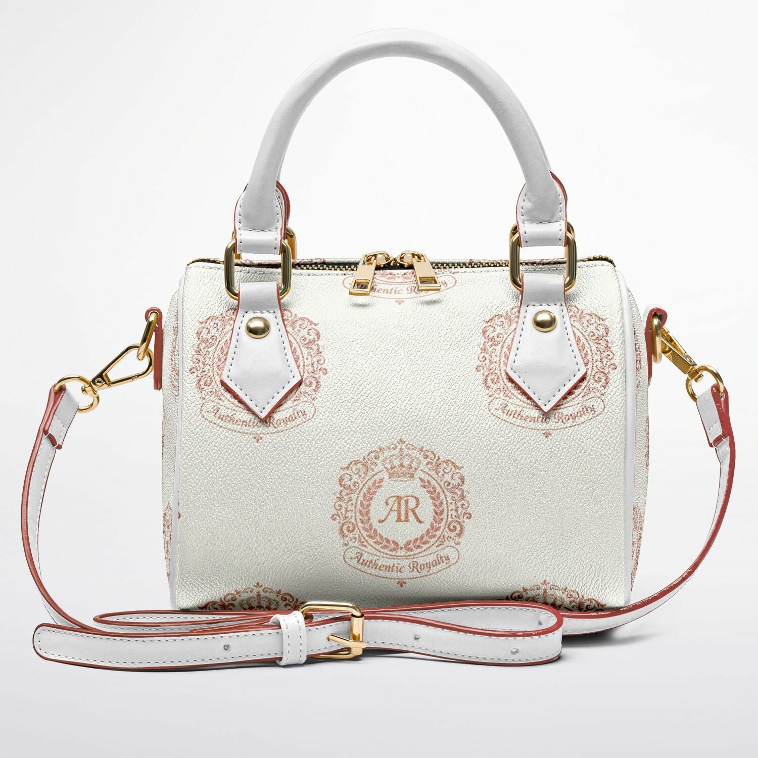 Rose Gold & Cream Faux Leather Crossbody Handbag