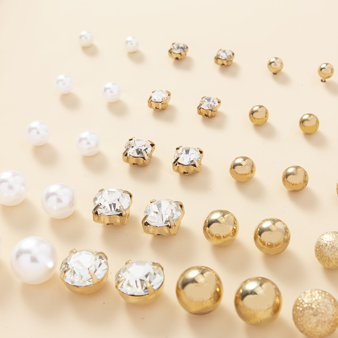 [Pearl Rhinestone Stud Earrings For Women] 20Pairs Faux Pearl Rhinestone Stud Earrings Set For Women Daily Decor Jewelry