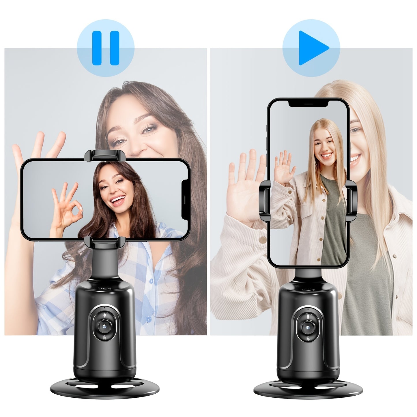[Auto Face Tracking Tripod] Auto Face Tracking Tripod, No App Required, 360° Rotation Face Body Phone Mount Smart Shooting Phone Tracking Holder for Vlog Live Streaming Video, Rechargeable Battery, Black
