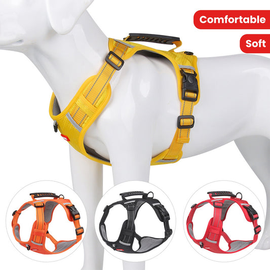 Adjustable No-Pull Pet Harness for Dogs and Cats - Soft Padded Harness with Easy Control Handle for Large Breeds - Prevents Choking and Pulling - Comfortable and Secure Fit