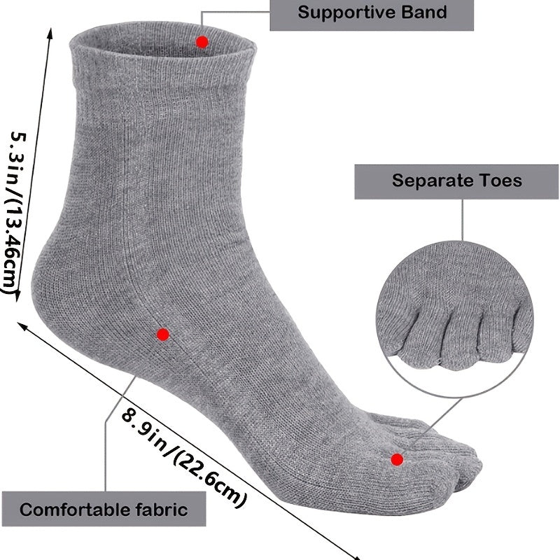 [1 Pair Breathable Sweat Socks] 1/5 Pair Men's Breathable Sweat Socks Toe Socks, Novelty Socks, Sports Socks