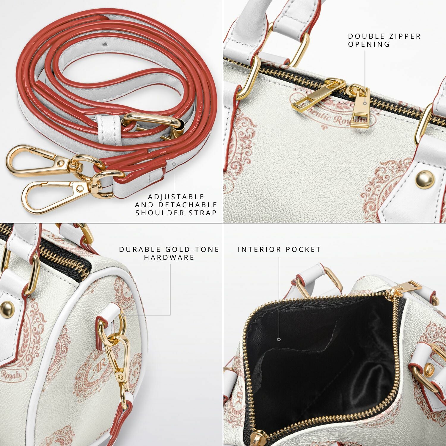 Rose Gold & Cream Faux Leather Crossbody Handbag