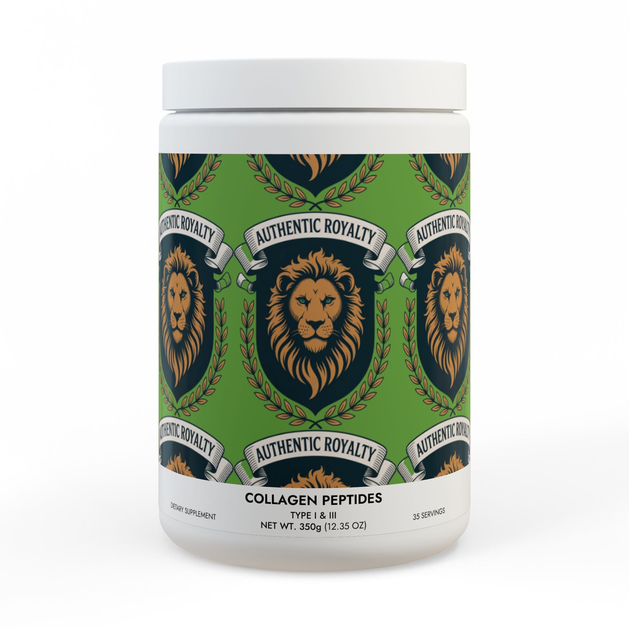 Authentic Royalty (Green Label) "Golden Lion" Collagen Peptides Type I & III Supplement (350g, 12.3oz)