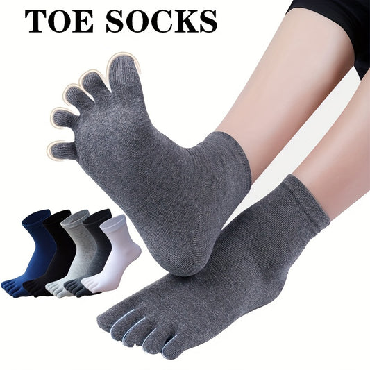 [1 Pair Breathable Sweat Socks] 1/5 Pair Men's Breathable Sweat Socks Toe Socks, Novelty Socks, Sports Socks