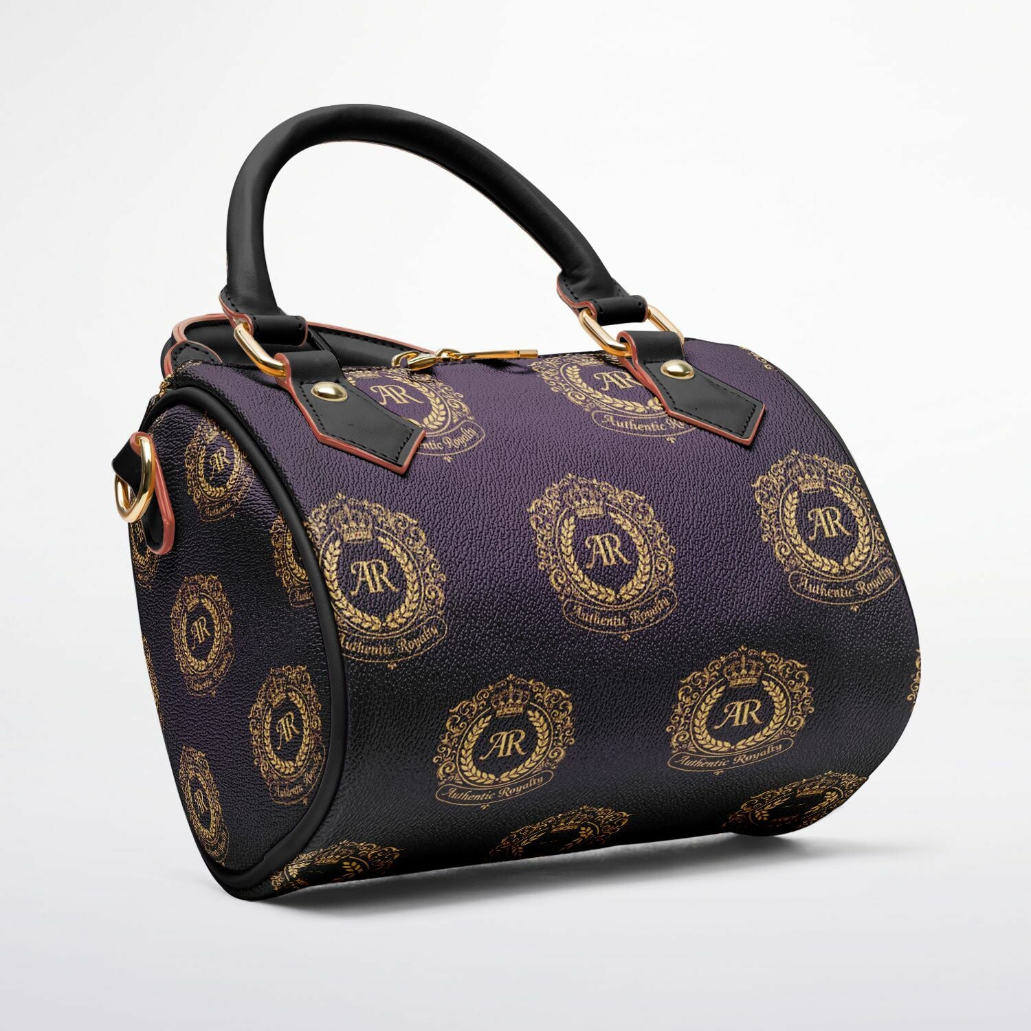 Gold & Burgundy PU Leather Crossbody Handbag