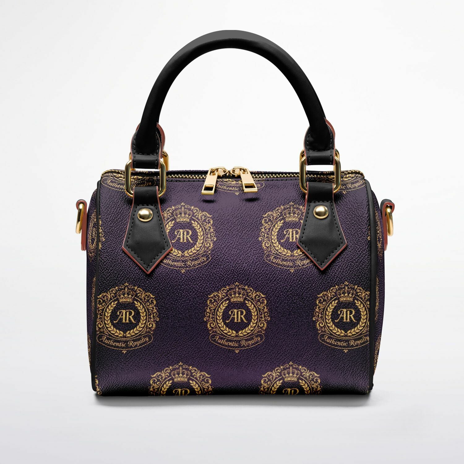 Gold & Burgundy PU Leather Crossbody Handbag