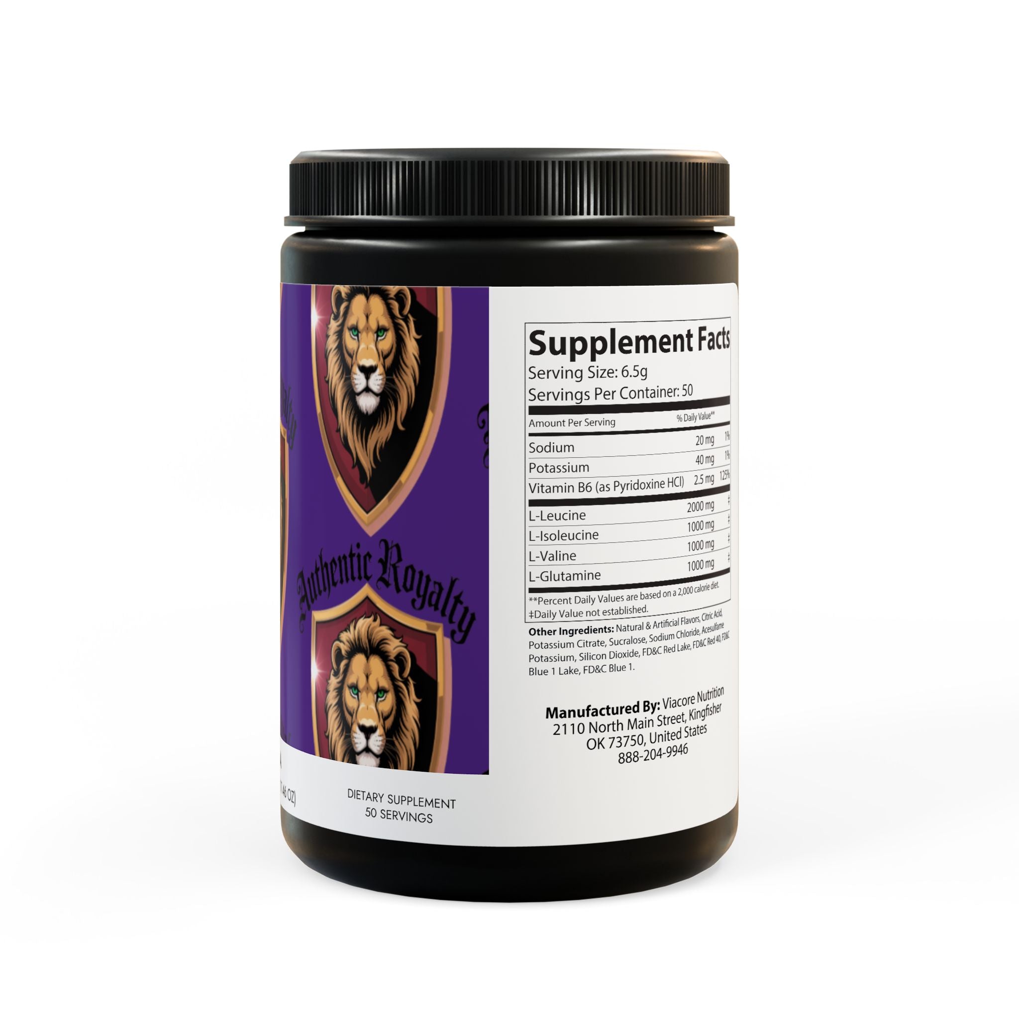 Authentic Royalty (Grape) BCAA Supplement (325g, 11.46oz, 50 servings)