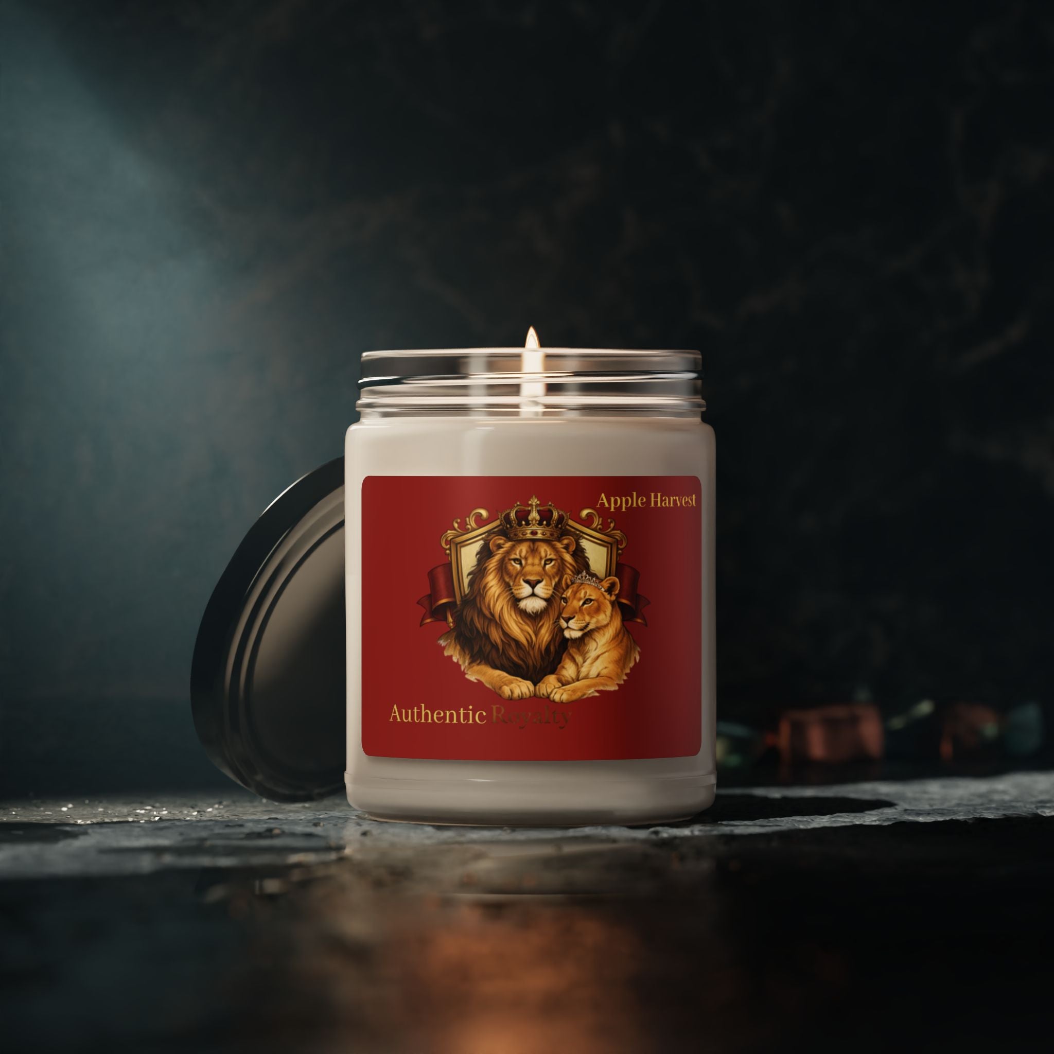 Authentic Royalty "King & Queen Lion" Crest Scented Soy Candles 9oz Jar