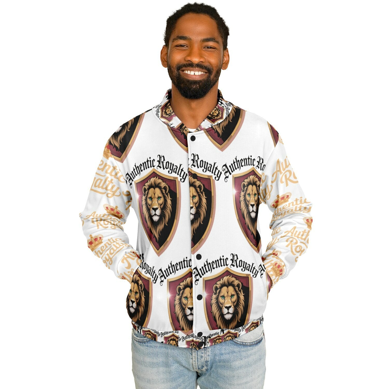 Authentic Royalty Men's "King Lion" Heavyweight Baseball Jacket