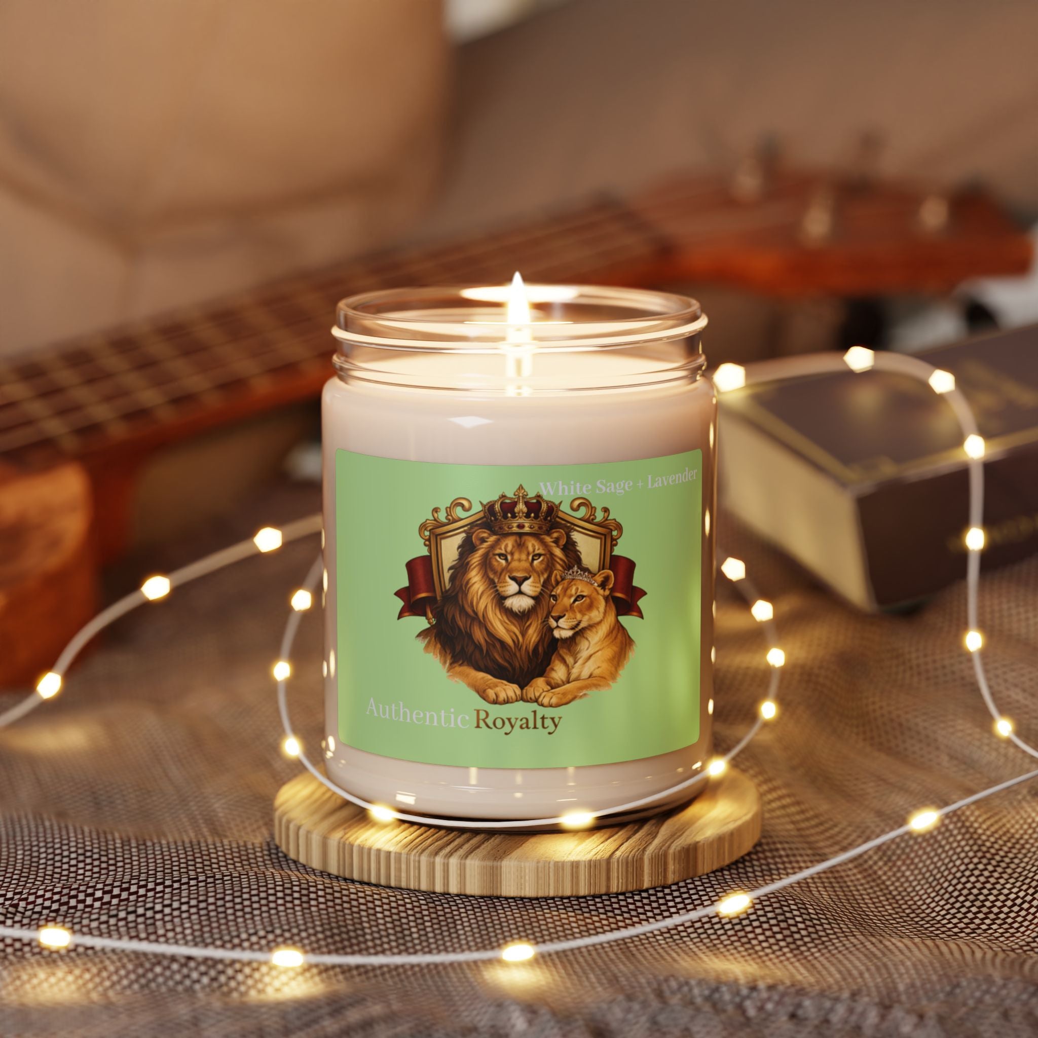 Authentic Royalty "King & Queen Lion" Crest Scented Soy Candles 9oz Jar