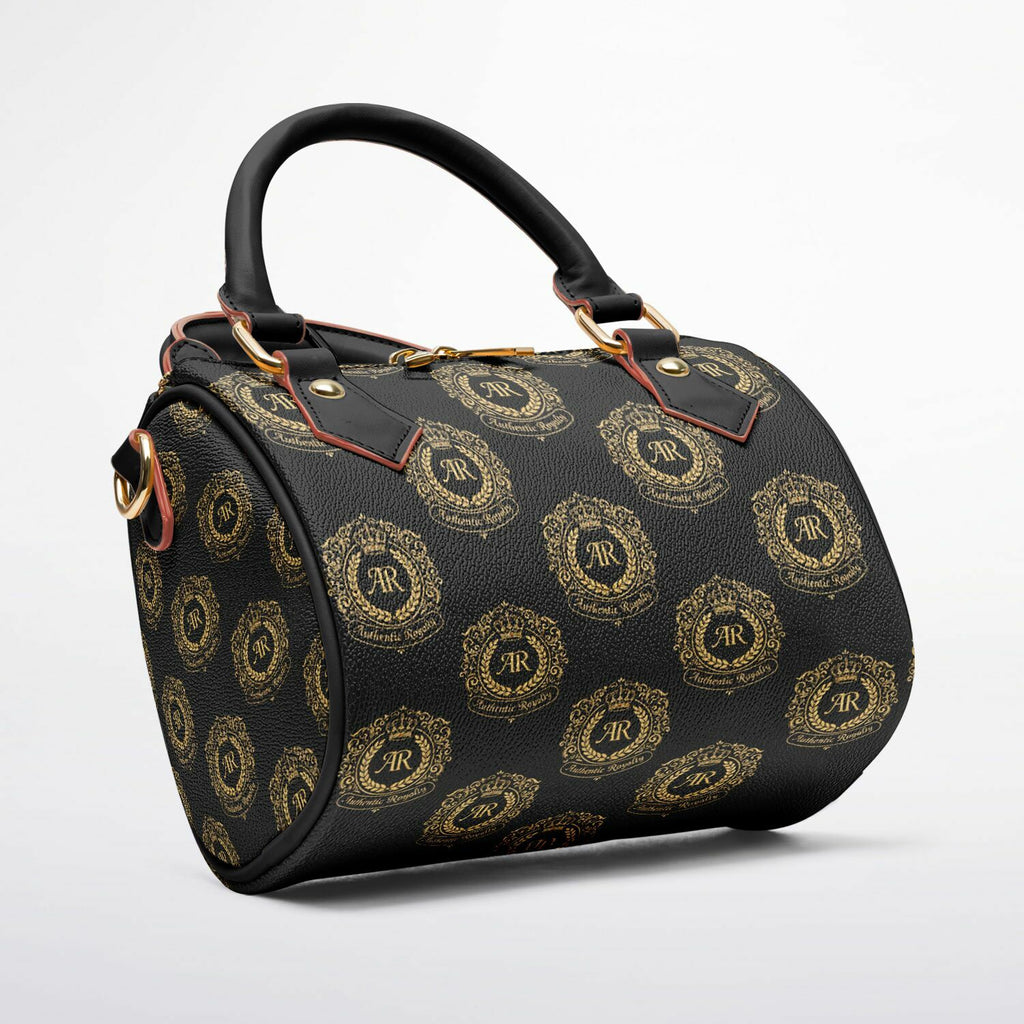 Gold & Black PU Leather Crossbody Handbag