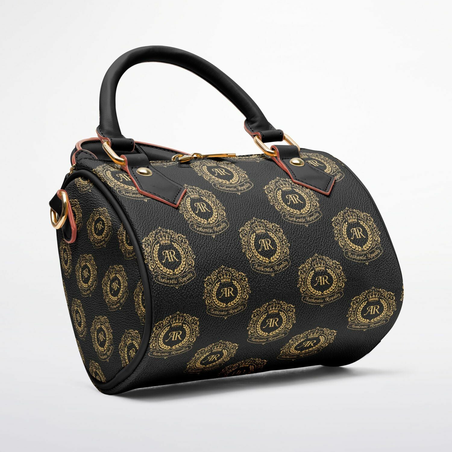 Gold & Black PU Leather Crossbody Handbag