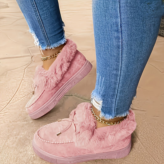 Women's Plush Faux Collar Snow Boots