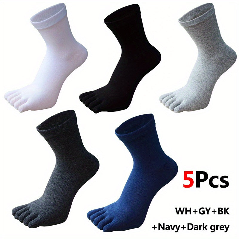 [1 Pair Breathable Sweat Socks] 1/5 Pair Men's Breathable Sweat Socks Toe Socks, Novelty Socks, Sports Socks