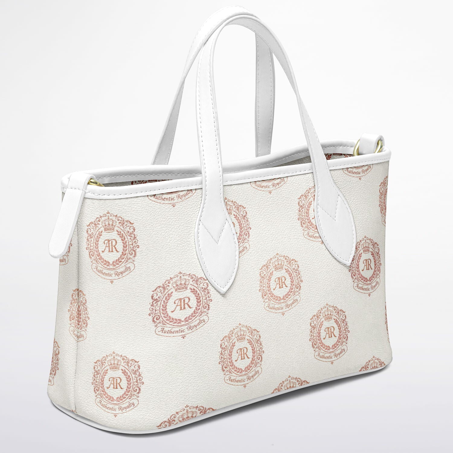 Rose Gold & Cream Faux Leather Tote Bag