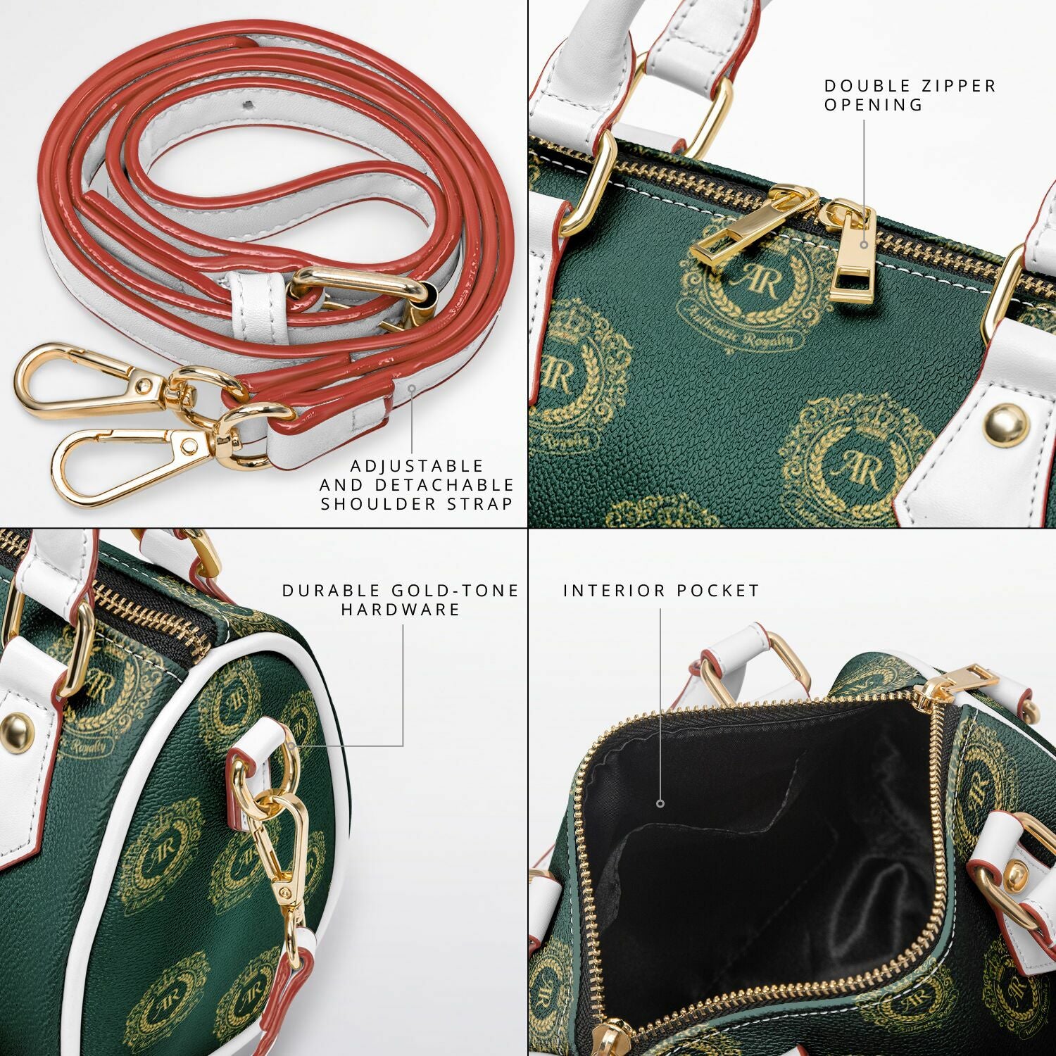 Gold & Emerald PU Leather Crossbody Handbag