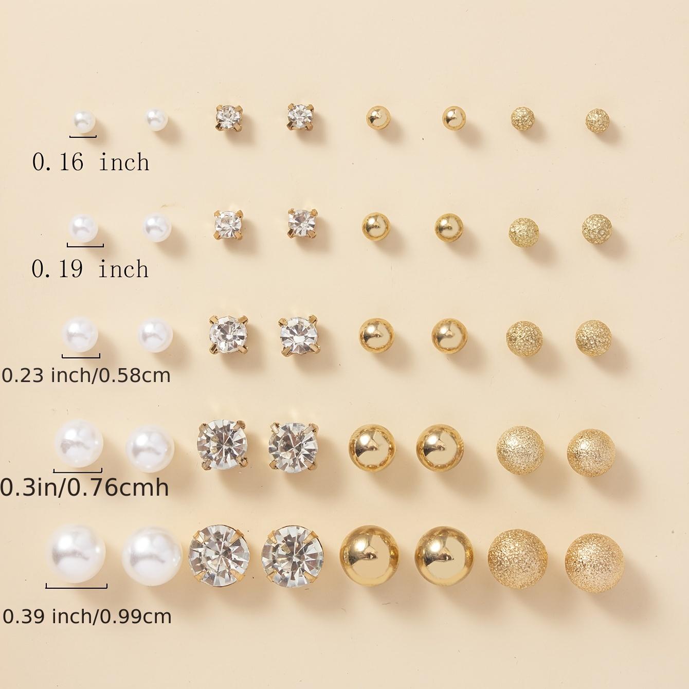 [Pearl Rhinestone Stud Earrings For Women] 20Pairs Faux Pearl Rhinestone Stud Earrings Set For Women Daily Decor Jewelry