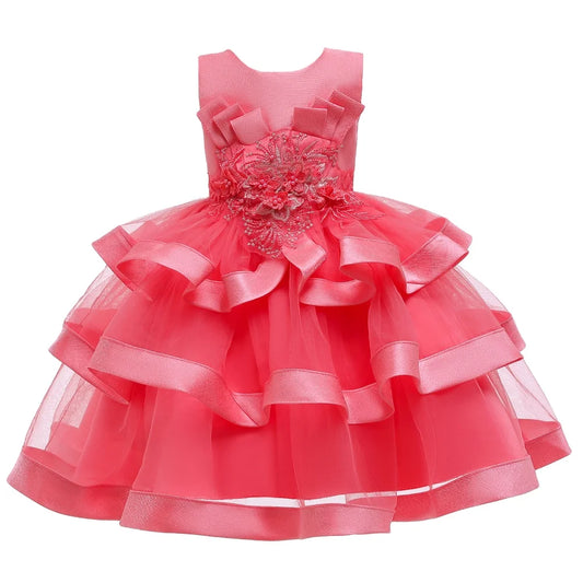 Flower Girls Dress for Girls Clothes Kids Clothing Elegent Jacquard Satin Dress Girls Dresses for Party