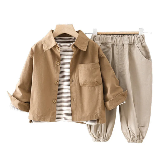 2024 Spring Boy's High Quality Cotton Set Autumn Children's Clothes Three Piece Set Kids Clothing