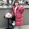 2024 New Extra Long Warm Children's Padded Jacket Girl Solid Color Cotton Coat Teens Parkas Hoodie Kids Clothing