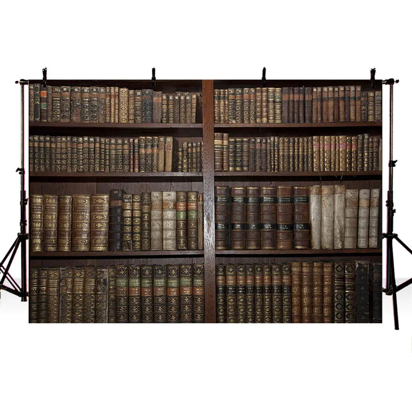 Retro Bookshelf Library Photo Backdrops Baby Newborn Study Background for Photography Photo Studio Photoshoot Props