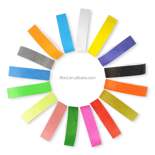 Solid Color Tyvek Paper Wristband 19x250mm with Series Numbers 1000/Pack Promotional Party Supplies, for Events