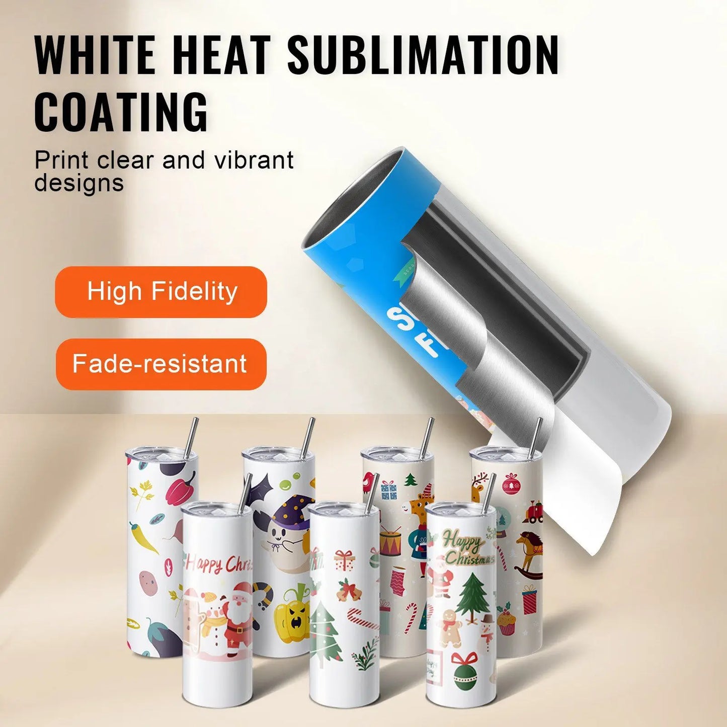 12 Pack Sublimation Tumblers 20oz Skinny Straight, Stainless Steel Sublimation Tumblers Blank, Stainless Steel Double Wall Tumbl