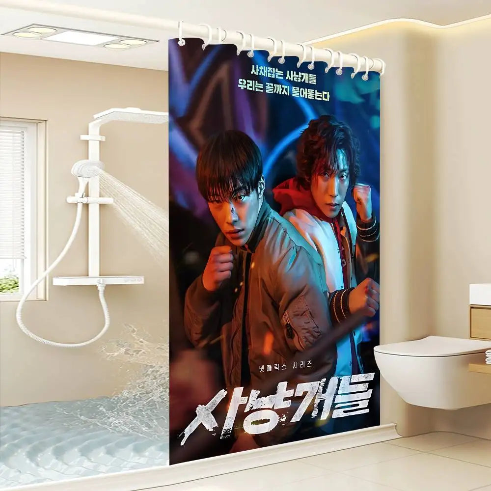Classic B-bloodhounds Movie Simple Bathroom Shower Curtain Shielding Partition Shower Curtain Quick Dry Can Be Scrubable Light
