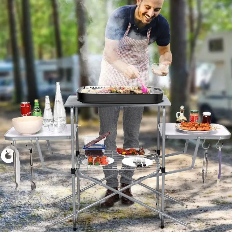 Foldable Outdoor BBQ Table Grilling Stand Convenient Portable Tables for Outdoor Activities