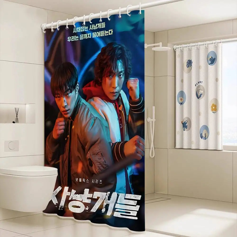 Classic B-bloodhounds Movie Simple Bathroom Shower Curtain Shielding Partition Shower Curtain Quick Dry Can Be Scrubable Light
