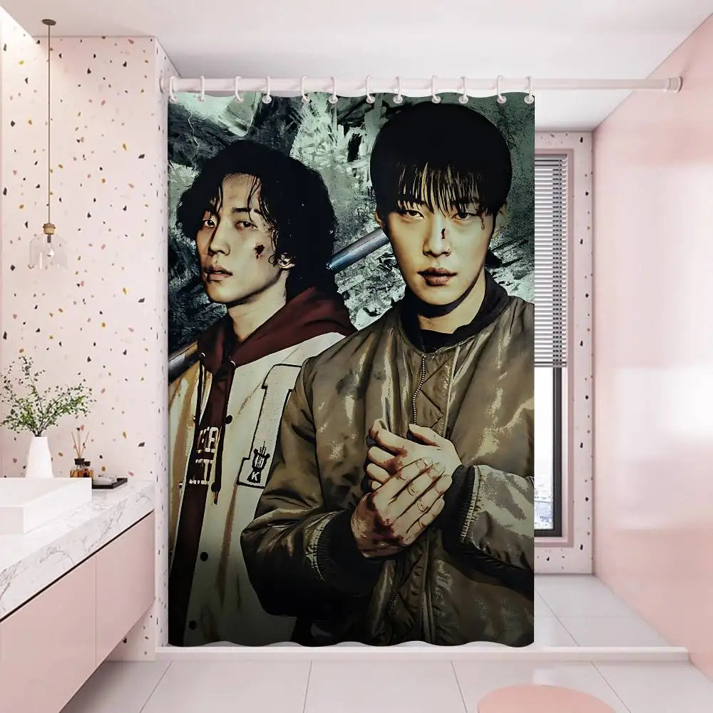 Classic B-bloodhounds Movie Simple Bathroom Shower Curtain Shielding Partition Shower Curtain Quick Dry Can Be Scrubable Light
