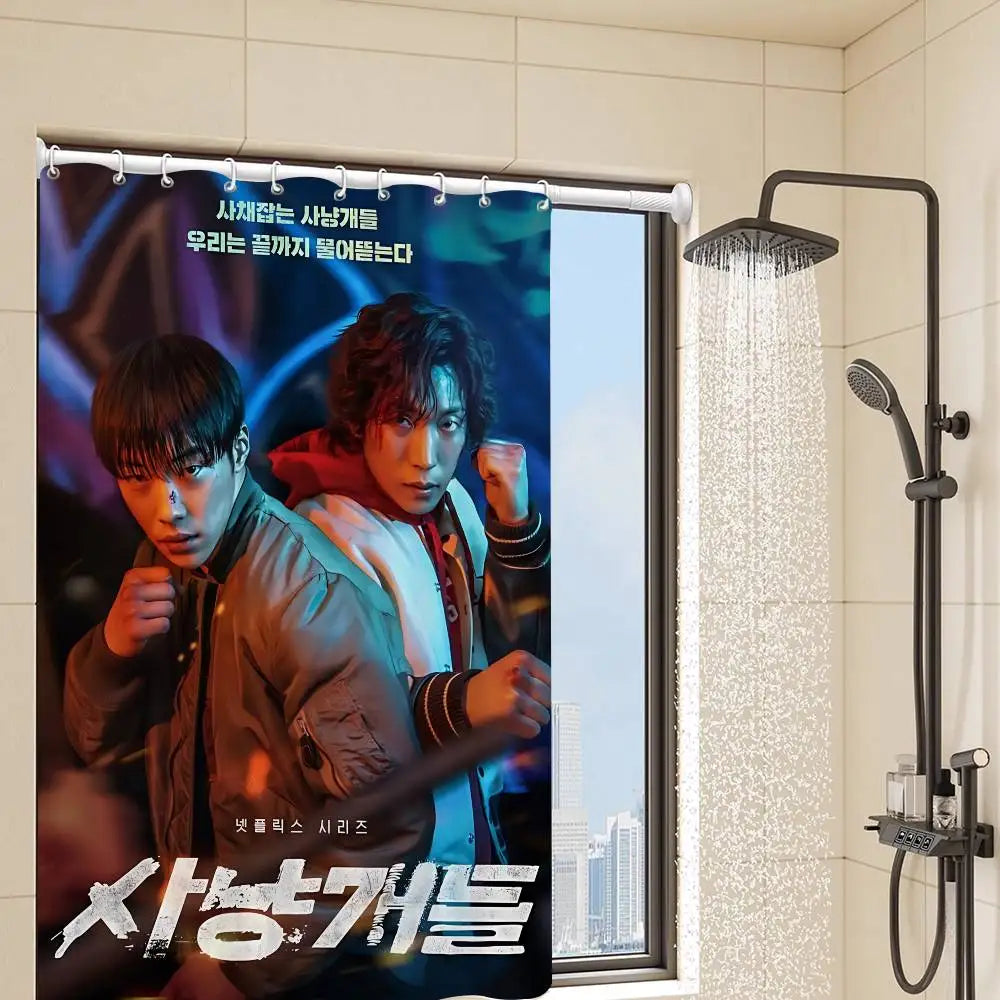 Classic B-bloodhounds Movie Simple Bathroom Shower Curtain Shielding Partition Shower Curtain Quick Dry Can Be Scrubable Light
