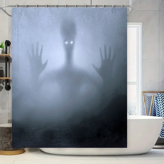 Waterproof Haunted House Shower Curtain with Spooky Ghost Design for a Thrilling Bathroom Atmosphere