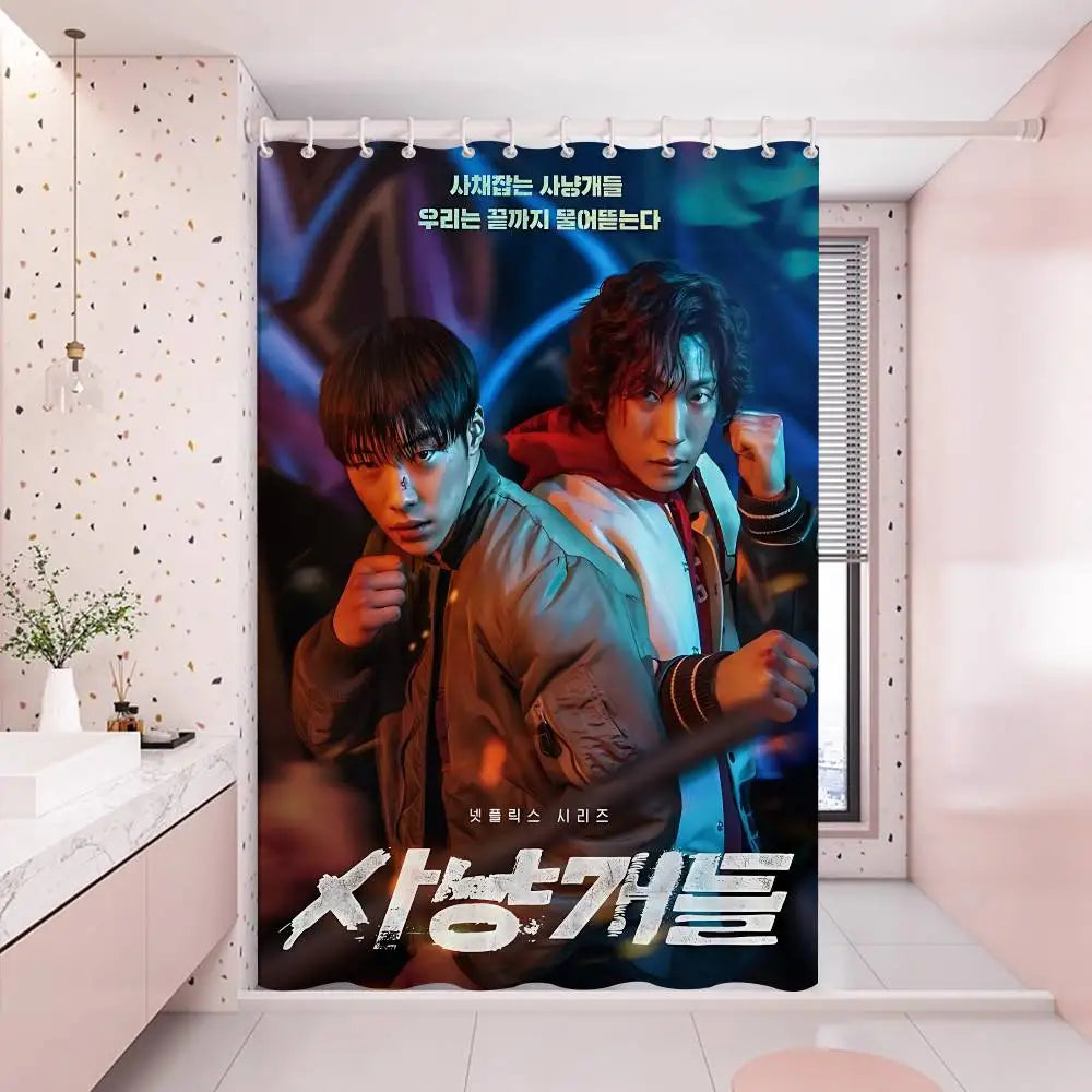 Classic B-bloodhounds Movie Simple Bathroom Shower Curtain Shielding Partition Shower Curtain Quick Dry Can Be Scrubable Light