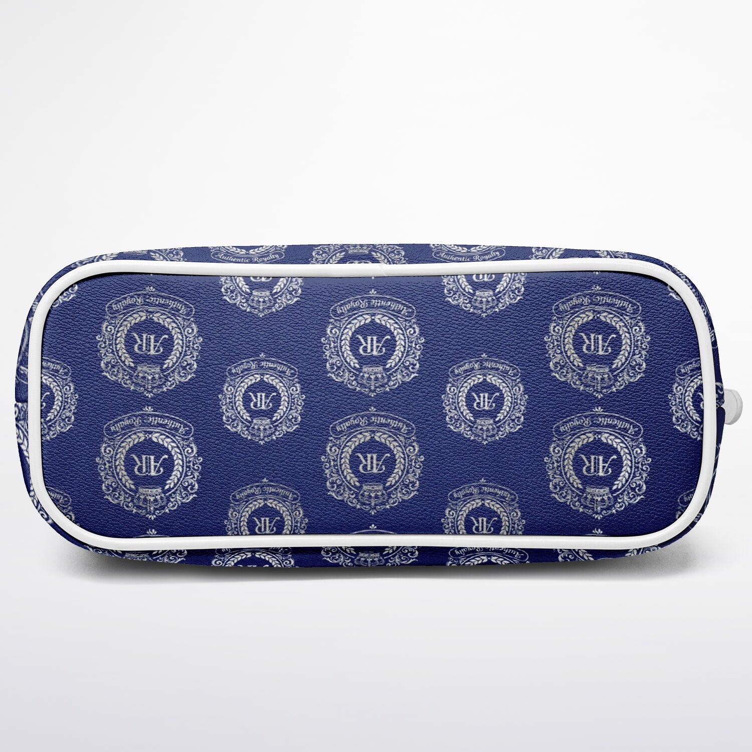 Royal Blue PU Leather Tote Bag with Silver Crest
