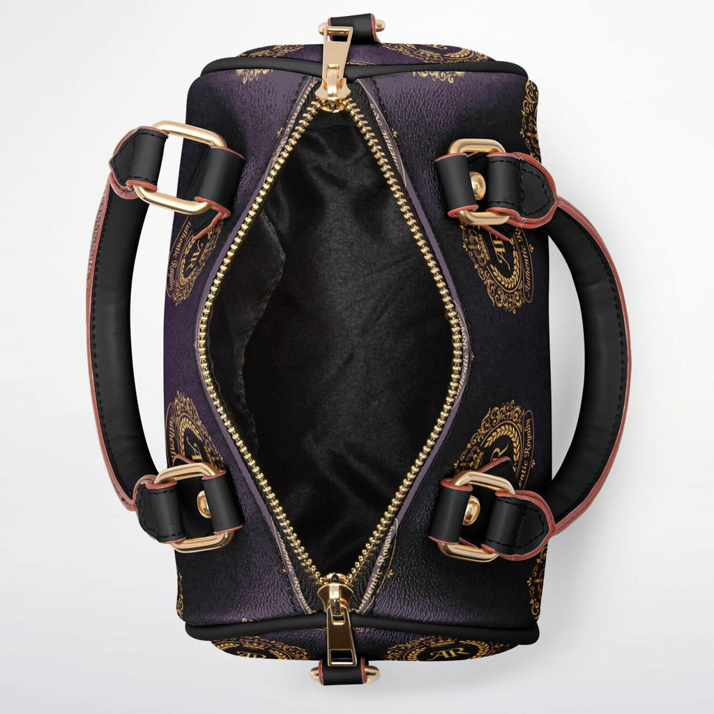 Gold & Burgundy PU Leather Crossbody Handbag