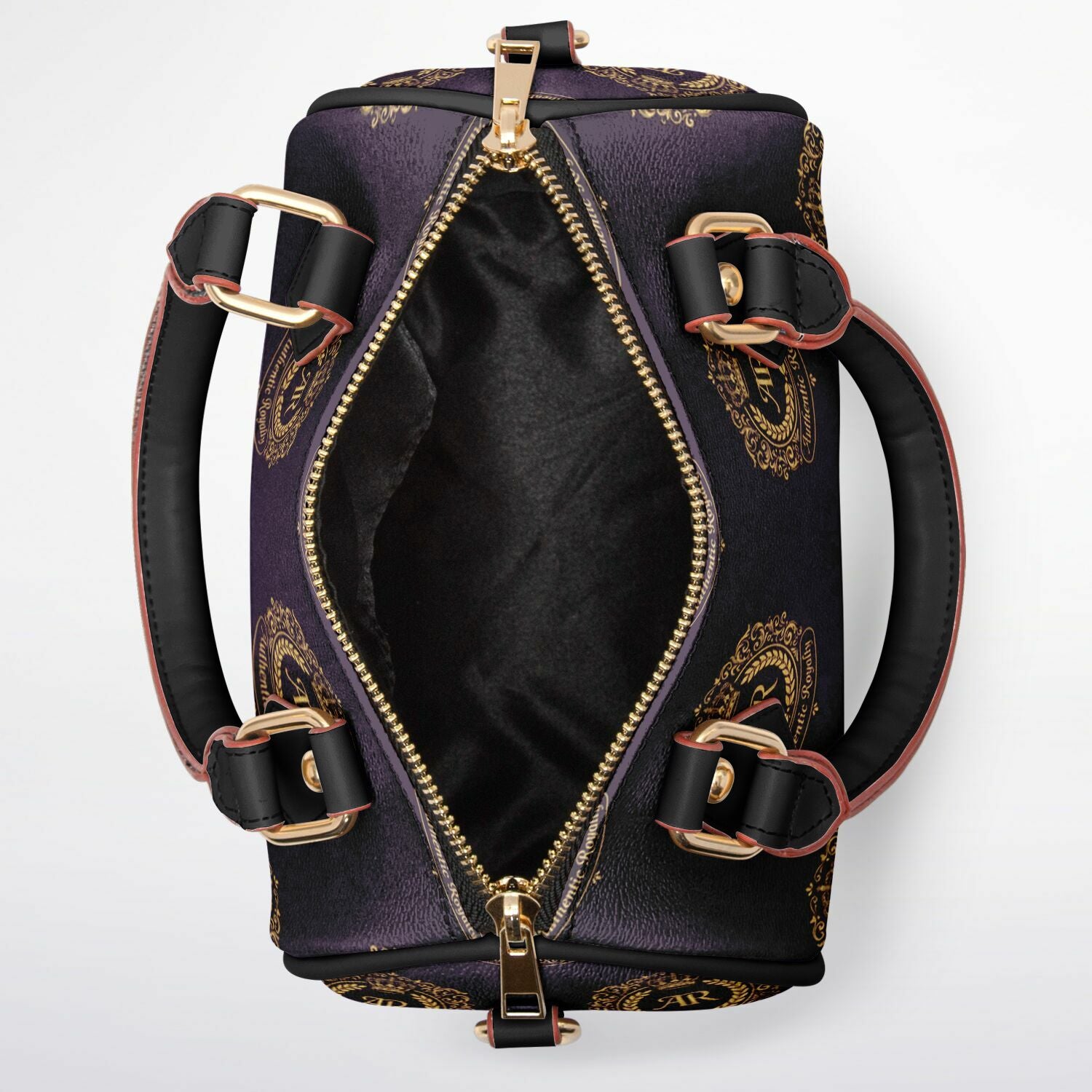 Gold & Burgundy PU Leather Crossbody Handbag