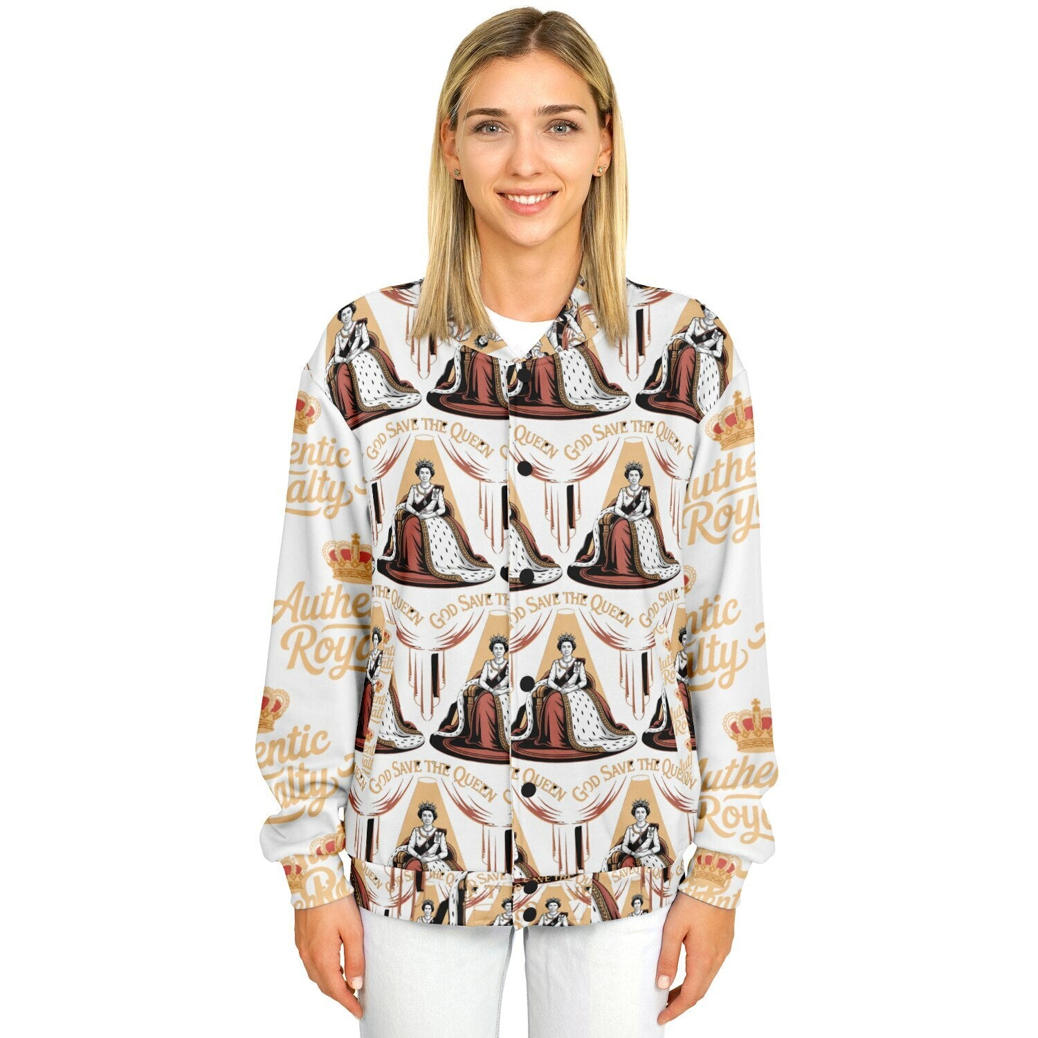 Authentic Royalty Women's "God Save The Queen" Heavyweight Baseball Jacket