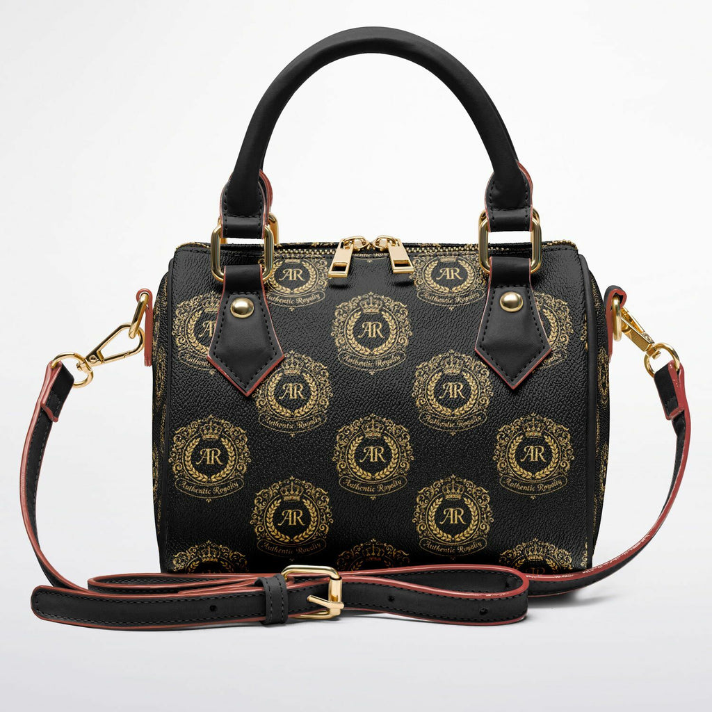 Gold & Black PU Leather Crossbody Handbag