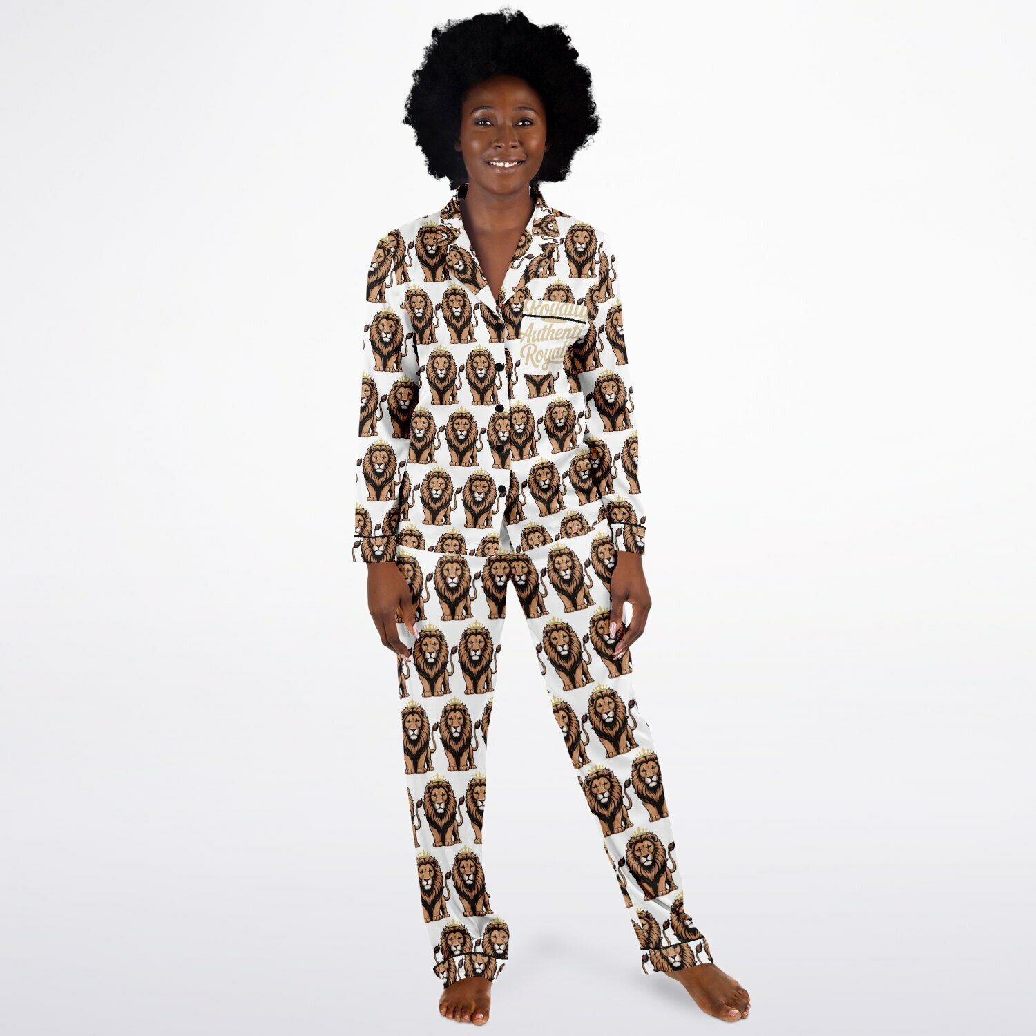 Authentic Royalty Women's "Queen Lion" Satin Pajamas