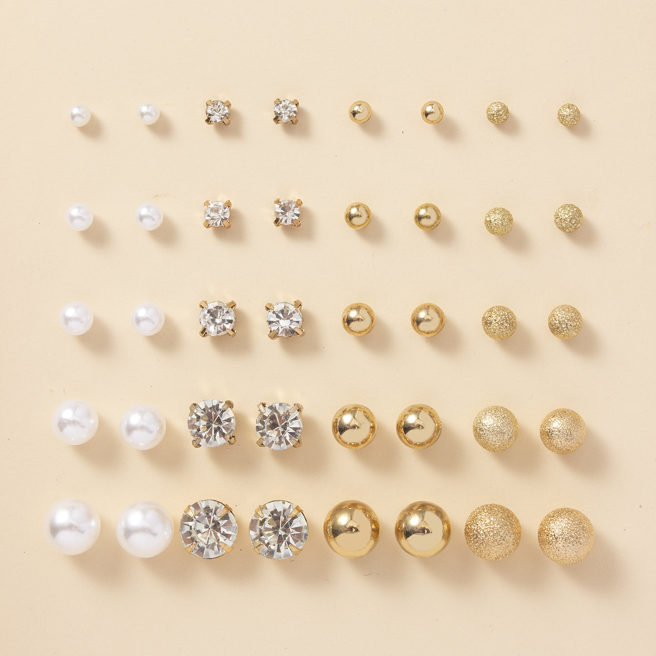 [Pearl Rhinestone Stud Earrings For Women] 20Pairs Faux Pearl Rhinestone Stud Earrings Set For Women Daily Decor Jewelry