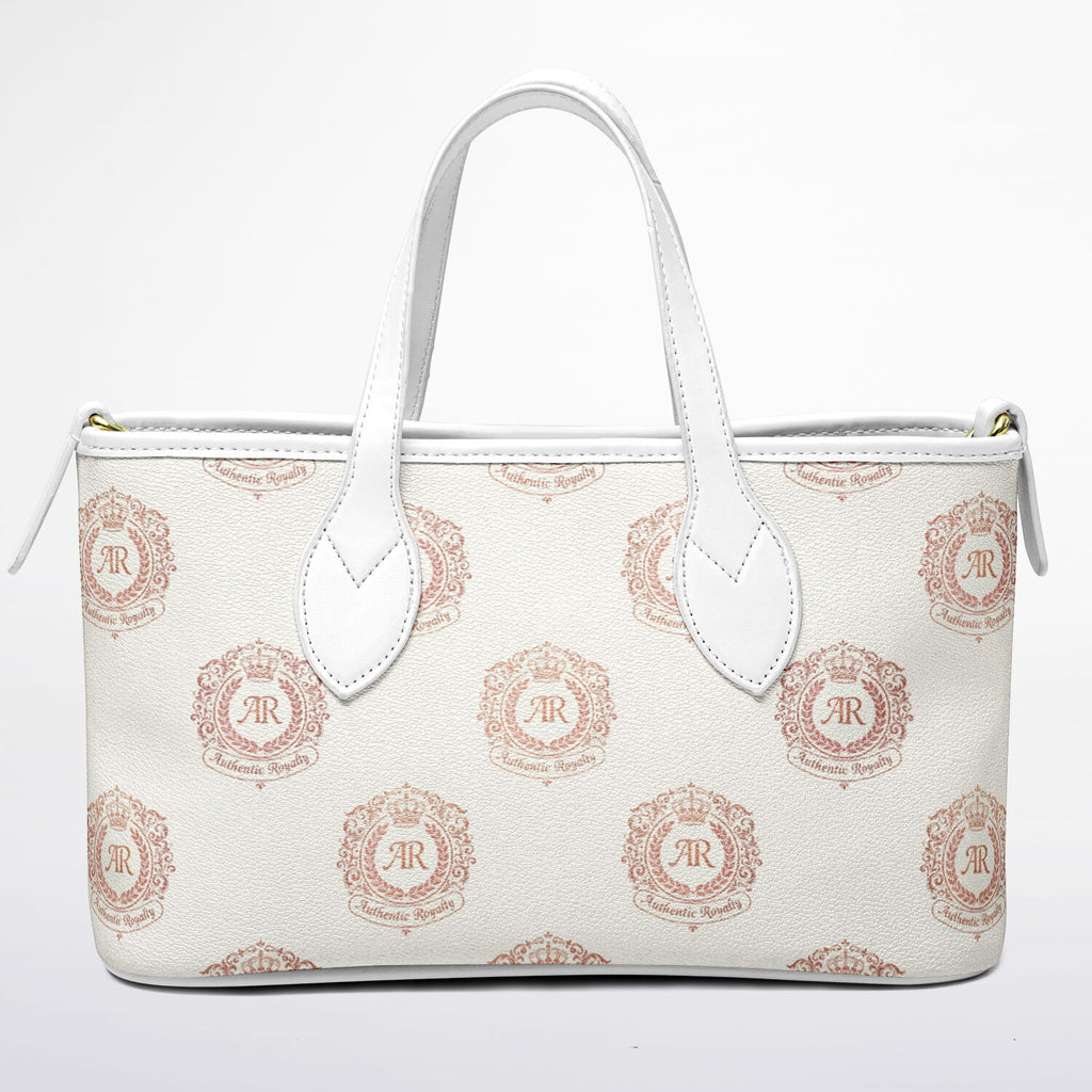 Rose Gold & Cream Faux Leather Tote Bag
